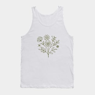 Pink Line Art Flower Bunch Tank Top